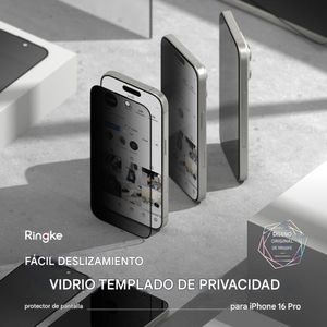 Protector de pantalla anti espía para iPhone 16 pro, easy slide con instalador, 2 unidades