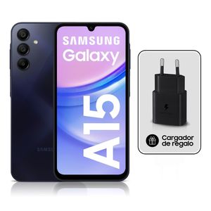 Celular Samsung Galaxy A15 256GB, 8GB RAM, cámara principal 50MP + 5MP + 2MP, frontal 13MP, 6.5", negro azulado + cargador 15W