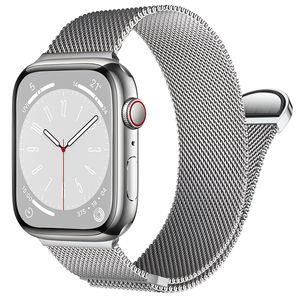 Correa de Acero Milanese Loop Semicircular Para Apple Watch Plata 42/44/45/49mm