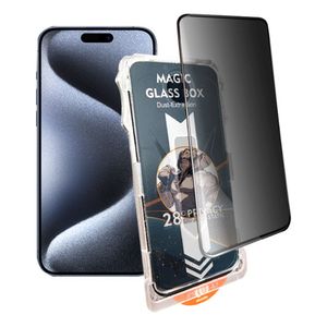 Protector de pantalla anti espía para iPhone 15 Pro, con kit de aplicación fácil