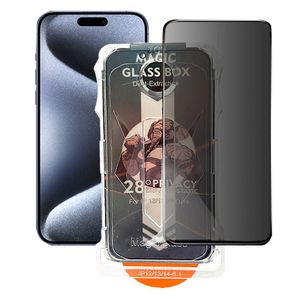 Protector de pantalla anti espía para iPhone 15 Pro, con kit de aplicación fácil