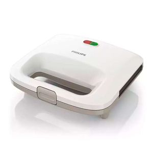 Sandwichera Philips Daily Collection HD2393-04 820w, capacidad para 2 panes, placas antiadherente, blanco