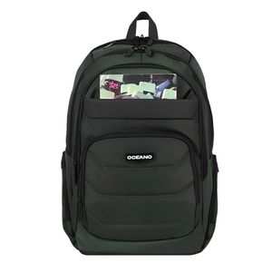 Mochila Oceano Tower 15" con bolsillos internos, puerto USB, verde militar