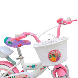 Bicicleta Monark princesas aro 12" con timbre y canasta, blanco