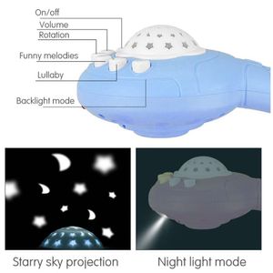 Móvil para cuna con proyector luces y control, celeste