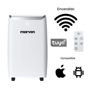 Aire acondicionado Marven portátil 4 en 1 1200W, 12000 BTU, panel digital, blanco