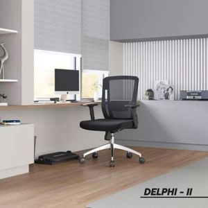 Silla Delphi ejecutiva, para oficina, brazos regulables, apoyo lumbar regulable, negro
