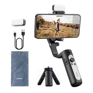 Estabilizador de celular Hohem iSteady XE Kit cardán de 3 ejes para iPhone/Android con luz de relleno ajustable, rotación 180°