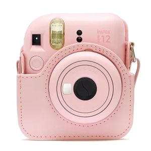 Estuche Fujifilm Instax Mini 12 cuero sintético, correa ajustable, rosado