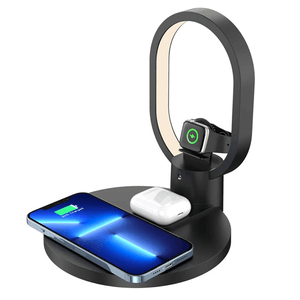 Cargador inalámbrico 4 en 1 para Apple, 15W, entrada tipo C, negro