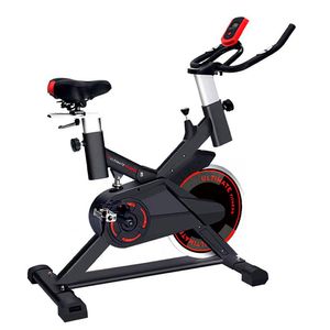 Bicicleta Spinning Estacionaria, pantalla LCD, 120kg, medidor de ritmo cardiaco, negro