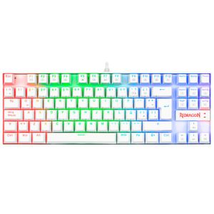 Teclado gamer Redragon Kumara K552W mecánico, alámbrico, conexión usb, switch rojo, RGB, blanco