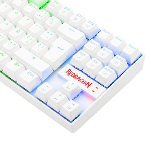 Teclado gamer Redragon Kumara K552W mecánico, alámbrico, conexión usb, switch rojo, RGB, blanco