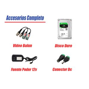 Cámaras seguridad kit 6 Hikvision full hd, colorvu noche color + disco 1TB, balun certificado, blanco