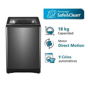 Lavadora Mabe LMA8120WDGBB0 superior, 600W, 18kg, acero inoxidable, gris