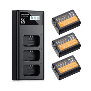 Cargador triple K&F concept KF28.0037 + 3 baterías NP-FW50, 1100mAh, USB, negro