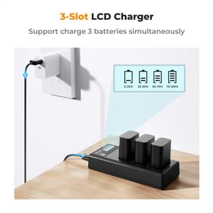 Cargador triple K&F concept KF28.0037 + 3 baterías NP-FW50, 1100mAh, USB, negro