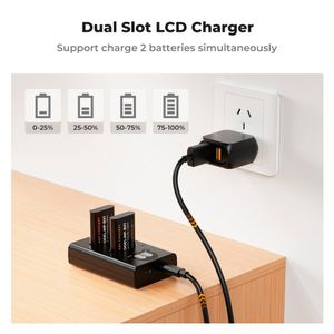 Cargador doble K&F concept KF28.0044 + 2 baterías NP-BX1, 1240mAh, LCD, negro