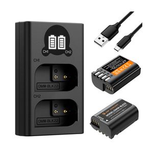 Cargador doble K&F concept KF28.0042 + 2 baterías DMW-BLK22, 2400 mAh, 7.4 V, negro