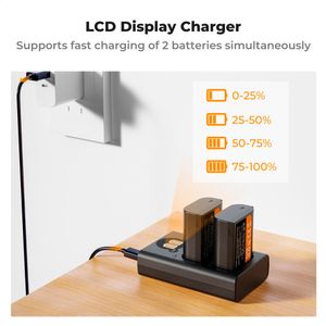 Cargador doble K&F concept KF28.0042 + 2 baterías DMW-BLK22, 2400 mAh, 7.4 V, negro