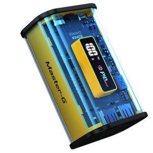 Batería externa Master-G 10000 mAh, carga rápida, micro usb, tipo C, amarillo