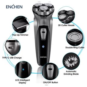 Afeitadora ENCHEN Blackstone 3D, USB-C, sistema de afeitado rotativo, negro