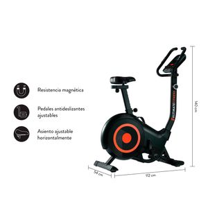 Bicicleta estática E800 Pro, monitor LCD, pedales antideslizantes, negro