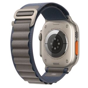 Correa Alpine Loop Ultra para Apple Watch 42mm/44mm/45mm/49mm, transpirable, azul/gris