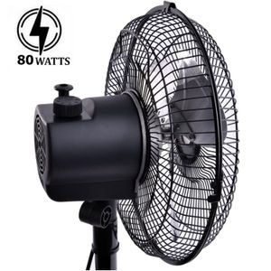 Ventilador de pedestal 80W, 3 velocidades, negro
