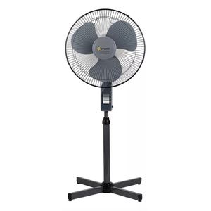 Ventilador de pedestal, 16", 3 velocidades, 45W, altura ajustable, negro