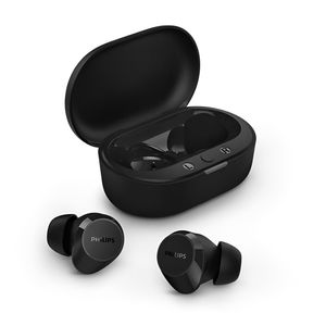 Audífonos inalámbrico Bluetooth Philips TAT1209BK resistente al agua IPX4, duración máx. 18 horas con estuche de carga, negro