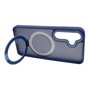 Case para Samsung Galaxy S25 magnético con soporte, amortiguador de choques, protección de cámaras, azul