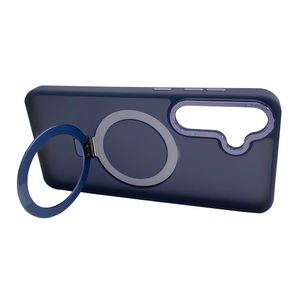 Case para Samsung Galaxy S25+ magnético con soporte, amortiguador de choques, protección de cámaras, azul