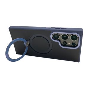 Case para Samsung Galaxy S25 Ultra magnético con soporte, amortiguador de choques, protección de cámaras, azul
