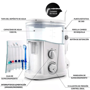 Irrigador dental familiar Nicefeel, 7 boquillas, 220v, blanco