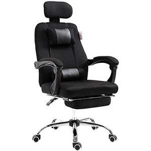 Silla ergonómica, respaldo de malla, soporte lumbar, altura ajustable, base cromada, negro