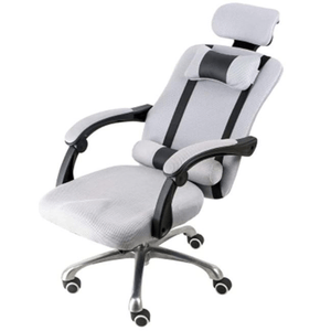 Silla de oficina, ergonómica, soporte lumbar, reposacabezas, malla transpirable, gris
