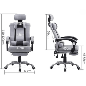Silla de oficina, ergonómica, soporte lumbar, reposacabezas, malla transpirable, gris