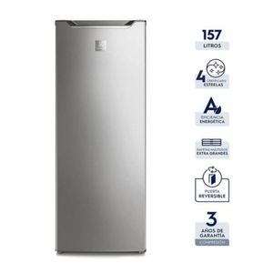 Congelador vertical Electrolux EFUY16P2HVG capacidad 157 litros, gas ecológico R600, plata