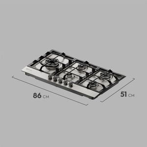 Cocina empotrable Electrolux KE9DX 86 cm, 5 quemadores, conexión a gas, acero inoxidable
