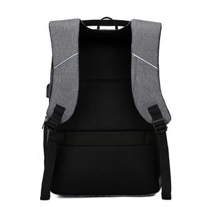 Mochila con laterales, conector externo USB, incluye bolsillo para laptop, gris