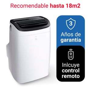 Aire acondicionado portátil 9k BTU Rheem, panel digital, blanco