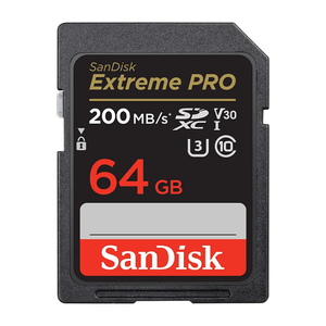 Tarjeta de memoria SanDisk, 64GB SDXC, UHS-I U3, V30, 200MB/s lectura, 90MB/s escritura, negro
