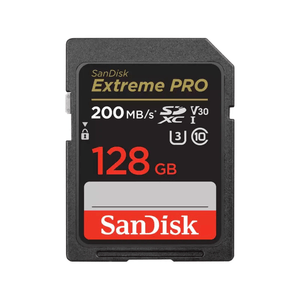 Tarjeta SD SanDisk Extreme, 128GB SDXC, UHS-I U3, V30, 200MB/s lectura, 140MB/s captura, resistente, negro