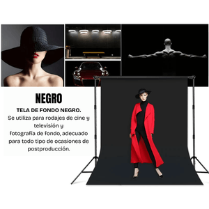 Fondo de fotografía, 3x6m, muselina de algodón, antirreflejo y lavable, ideal para estudio, negro