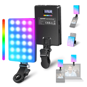Luz LED RGB VL66C, batería recargable, clip para teléfono y laptop, negro