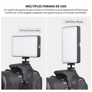 Luz LED RGB portátil, 140 LEDs, 20 efectos, CRI 95+, batería 3100mAh, USB-C, negro
