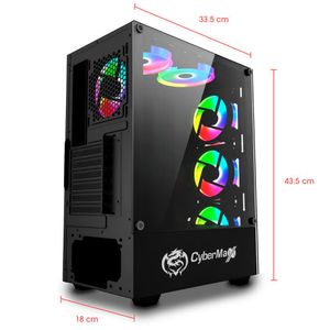 Case Gamer Cybertel Killer CBX 5016, vidrio templado, 4 ventiladores RGB, refrigeración líquida, negro
