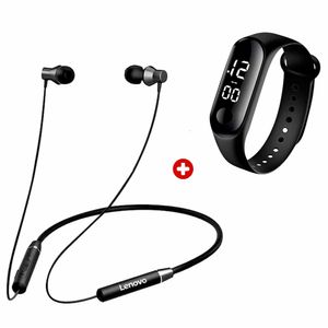 Audífonos bluetooth in ear Lenovo HE05 micrófono incorporado, IPX5, máx. 8 horas, negro + Reloj digital