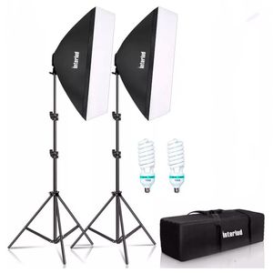Kit de iluminación Interlud Softbox profesional, con parantes, negro - FYI260011